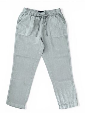 Rachel Roy Size Medium Sage Straight Leg Pull On 100% Linen Pants